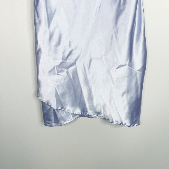 New Cloud Ten Small S Blue Alaleh Satin Cowl Neck Mini Slip Dress Wrap Detail - Picture 4 of 12